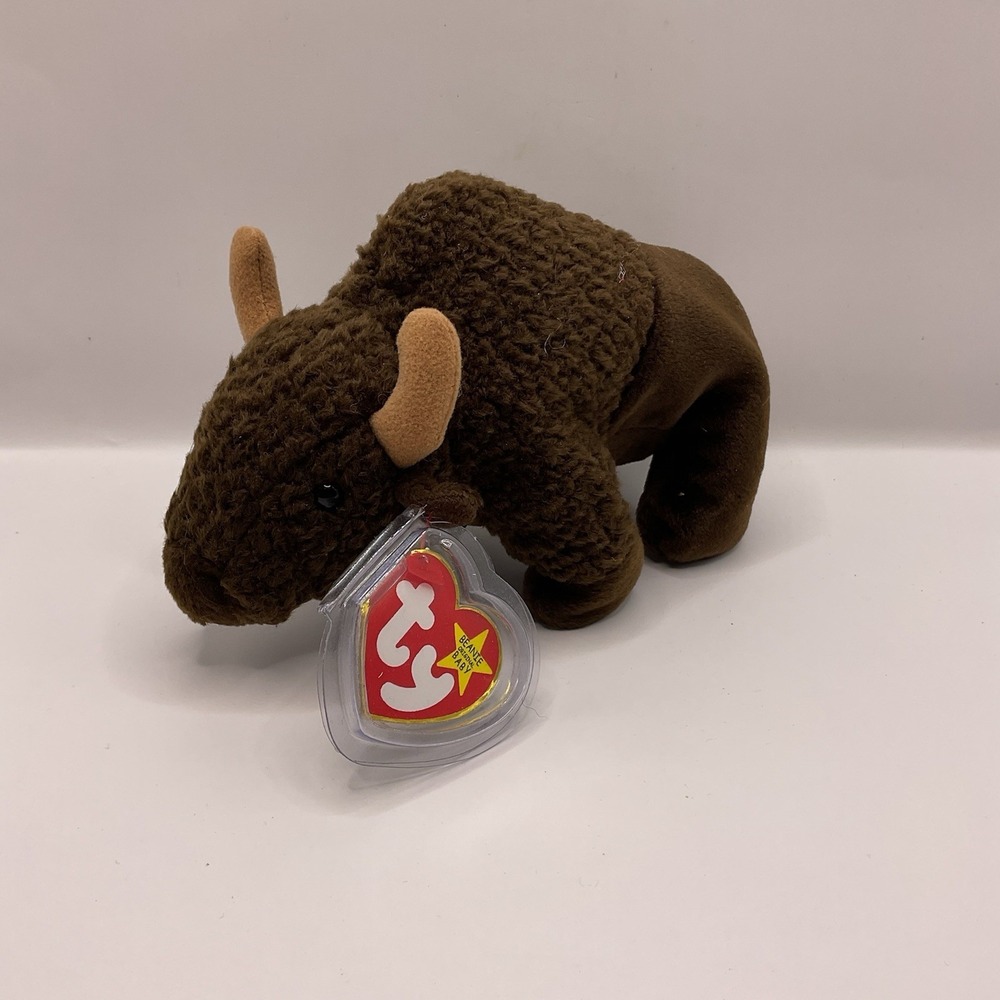 1998 TY NWT Roam the‎ Buffalo Brown Tag in Plastic Case 7 Inches long